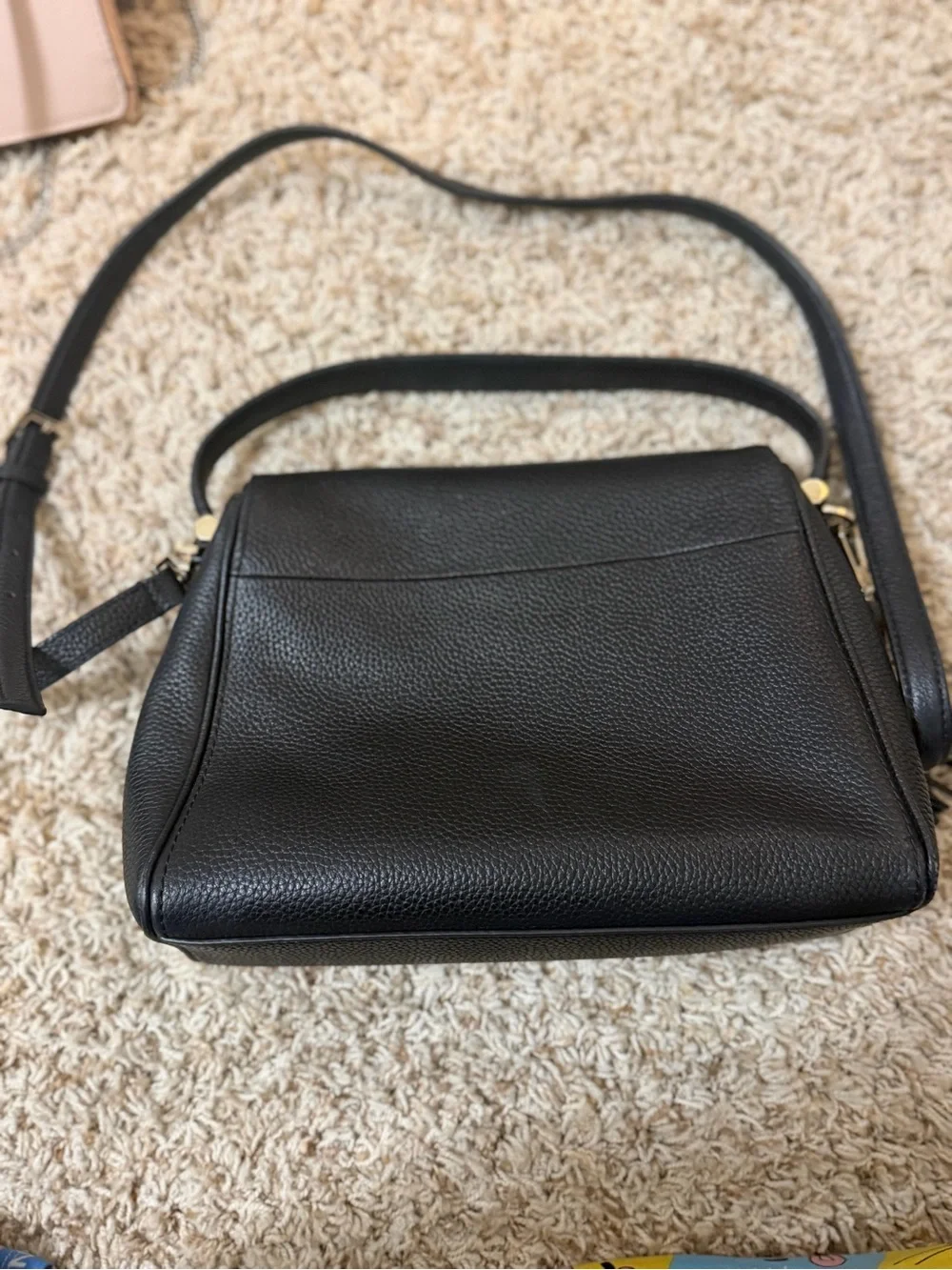 kate spade Black Pebbled Leather Crossbody with Gold Hardware
